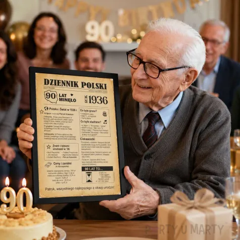 prezent na 90 urodziny dziewiecdziesiatke kartka plakat gazeta w ramce dziennik polski 1936