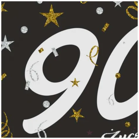 prezent na 90 urodziny kartka okolicznosciowa glamour czarna upominek pamiatka z koperta