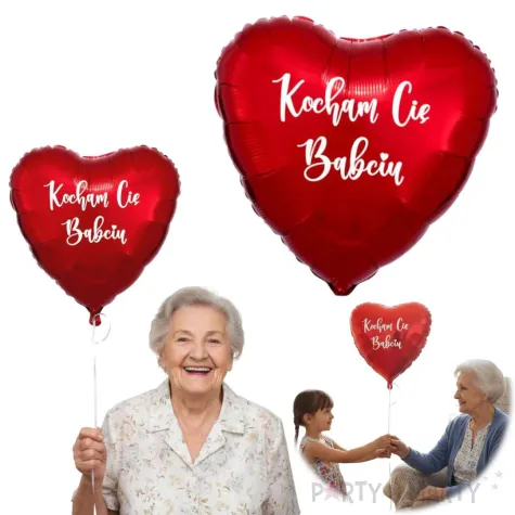 prezent na dzien babci balon foliowy kocham cie babciu czerwony dekoracja 18 hrt