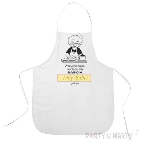 prezent na dzien babci fartuch kuchenny personalizowany babcia gotuje z imieniem 101 cm