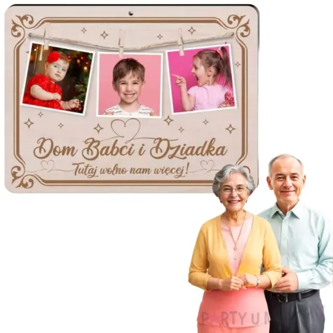 prezent na dzien babci i dziadka drewniana tabliczka ramka na zdjecia dom babci i dziadka