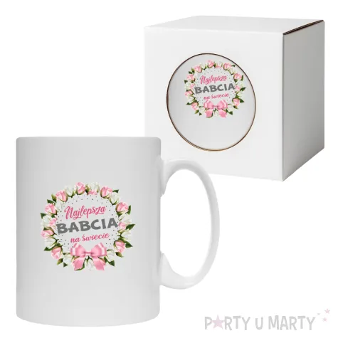 prezent na dzien babci kubek z nadrukiem najlepsza babcia na wiecie bialy 330 ml