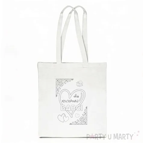 prezent na dzien babci materialowa torba na zakupy do pomalowania diy 40x35 cm
