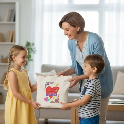 prezent na dzien babci materialowa torba na zakupy do pomalowania diy 40x35 cm