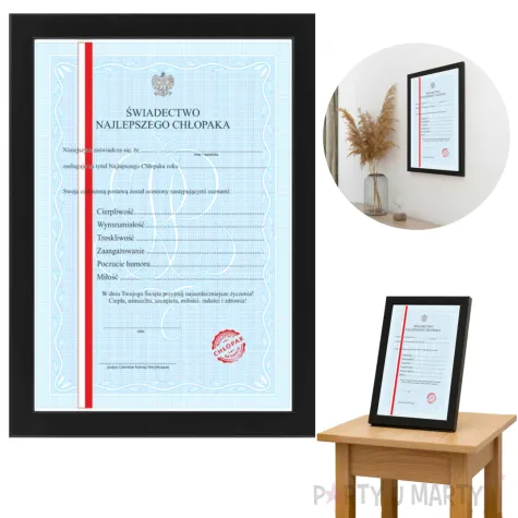 prezent na dzien chlopaka swiadectwo dyplom w ramce a4