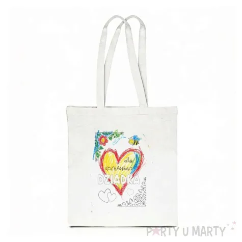 prezent na dzien dziadka materialowa torba na zakupy do pomalowania diy 40x35 cm
