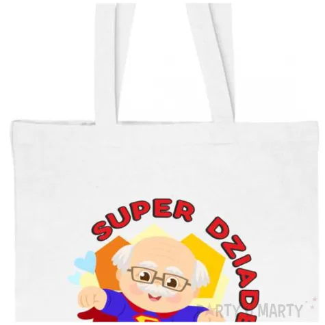 prezent na dzien dziadka materialowa torba na zakupy super dziadek bialy 40x35 cm