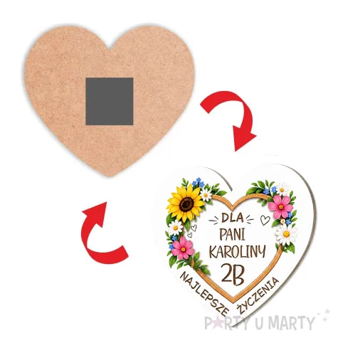 prezent na dzien edukacji dla nauczyciela wychowawcy magnes serce tablica personalizacja 9 cm