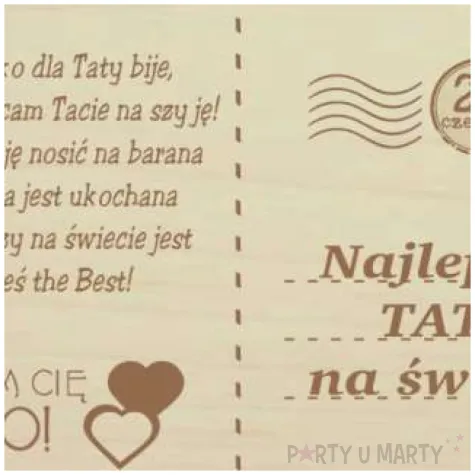 prezent na dzien ojca 23 czerwca drewniana pocztowka najlepszy tata na swiecie upominek