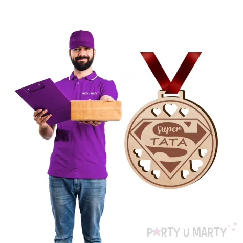 prezent na dzien ojca 23 czerwca urodziny drewniany medal super tata upominek