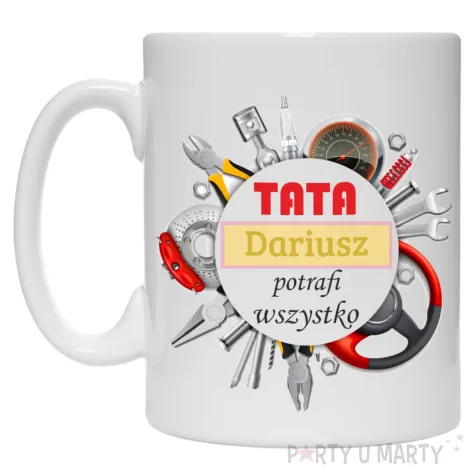 prezent na dzien ojca urodziny kubek personalizowany tata potrafi wszystko imie 330 ml