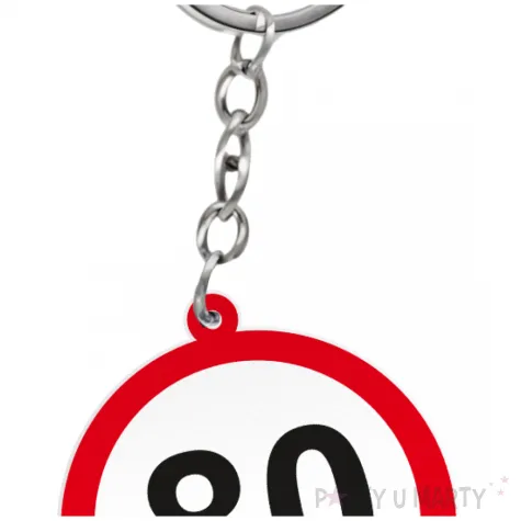 prezent na osiemdziesiate urodziny breloczek do kluczy z liczba 80 kolekcja traffic znak drogowy