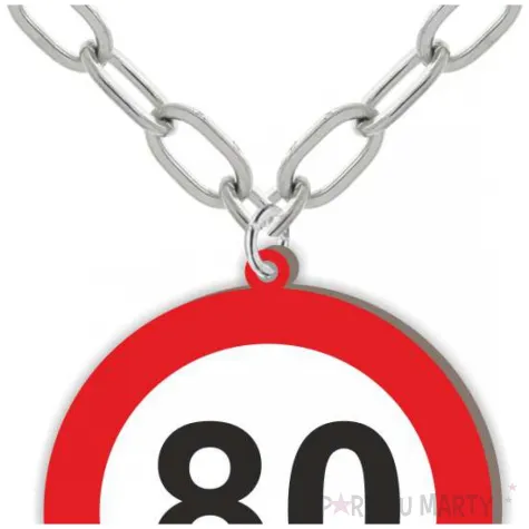 prezent na osiemdziesiate urodziny naszyjnik 80 znak drogowy traffic birthday