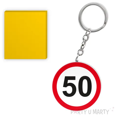 prezent na piecdziesiate urodziny breloczek do kluczy z liczba 50 kolekcja traffic znak drogowy