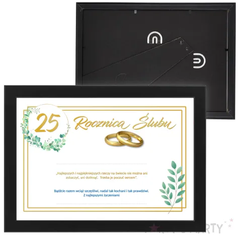 prezent na rocznice slubu ramka z zyczeniami na srebrne gody 21x30 cm