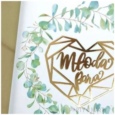 prezent na slub kartka okolicznosciowa liscie mloda para pamiatka wesele 15x15 cm