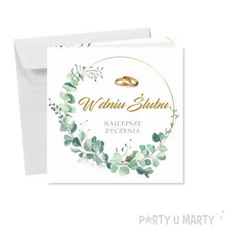 prezent na slub pamiatka kartka okolicznosciowa eukaliptus beauty 15x15 cm