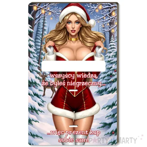 prezent na swieta boze narodzenie mikolajki karnet na banknot bon mikolajka z biustem