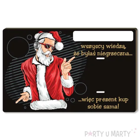 prezent na swieta boze narodzenie mikolajki karnet na banknot bon podarunkowy bylaz niegrzeczna