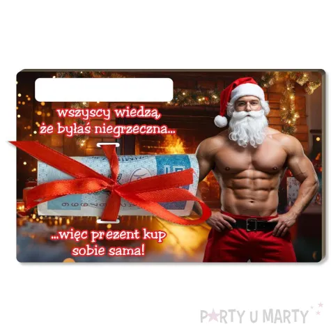 prezent na swieta boze narodzenie mikolajki karnet na banknot bon podarunkowy umiesniony mikolaj