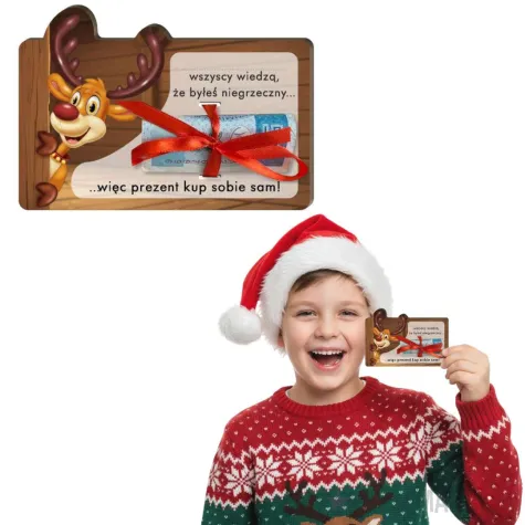 prezent na swieta boze narodzenie mikolajki karnet na banknot renifer kup sobie sam