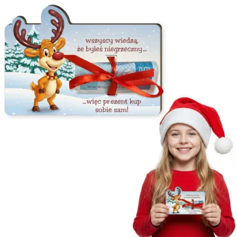 prezent na swieta boze narodzenie mikolajki karnet na banknot reniferek kup sobie sam