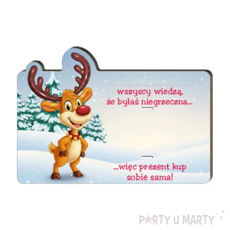prezent na swieta boze narodzenie mikolajki karnet na banknot reniferka luiza kup sobie sama