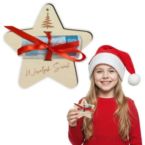 prezent na swieta boze narodzenie mikolajki karnet na banknot wesolych swiat gwiazda
