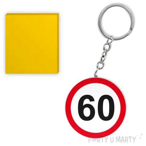 prezent na szescdziesiate urodziny breloczek do kluczy z liczba 60 kolekcja traffic znak drogowy