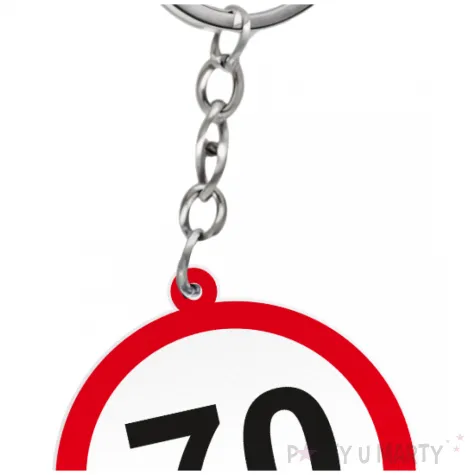 prezent na szescdziesiate urodziny breloczek do kluczy z liczba 70 kolekcja traffic znak drogowy