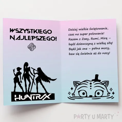 prezent na urodziny dziewczynki kartka okolicznosciowa xl k pop demon hunters imie huntrix