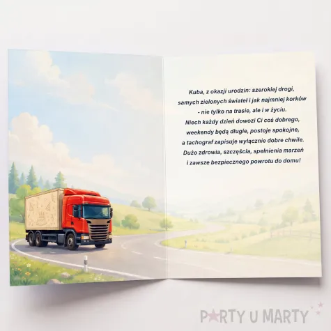 prezent na urodziny kierowcy tirowca kartka okolicznosciowa ciezarowka personalizacja tachograf