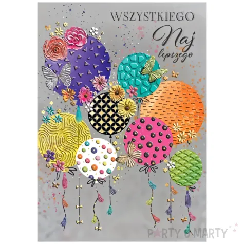 prezent na urodziny pamiatka kartka okolicznosciowa balony zyczenia koperta a5