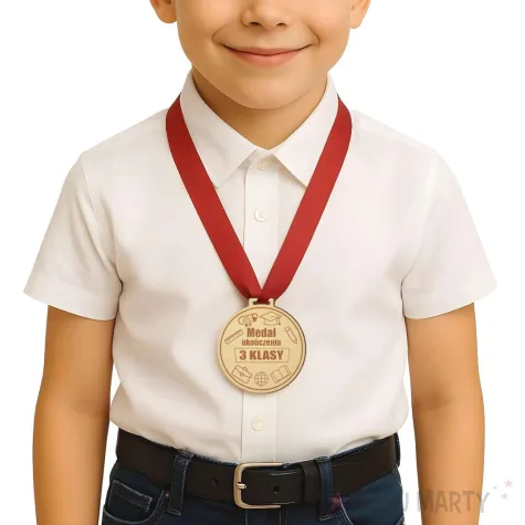prezent na zakonczenie roku szkolnego drewniany medal ukonczenie 3 klasy upominek