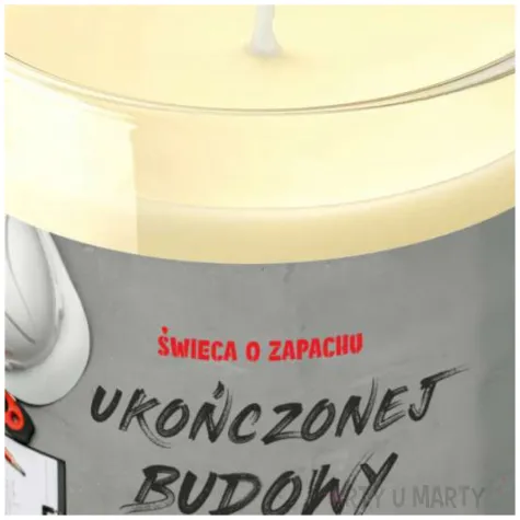 prezent upominek smieszny zabawny swieca w szkle o zapachu ukonczonej budowy