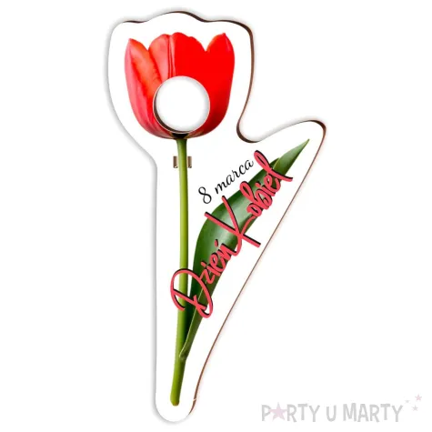 prezent upominek tulipan na lizak dzien kobiet 18 cm