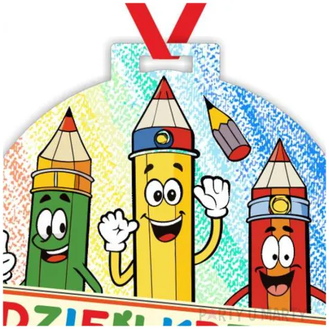 prezenty na dzien kredki medale papierowe kolorowi przyjaciele do przedszkola 5 cm x5