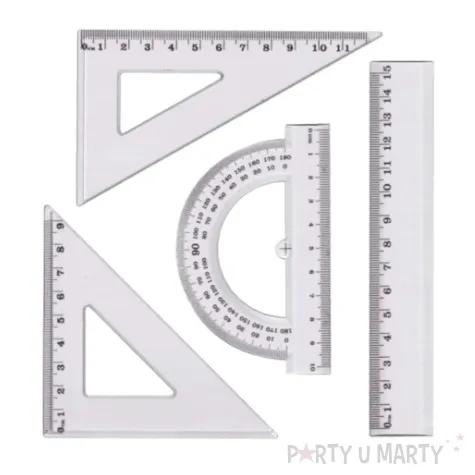 przybory geometryczne classic 4 elementy z linijka 15 cm transparent z czarnym titanum