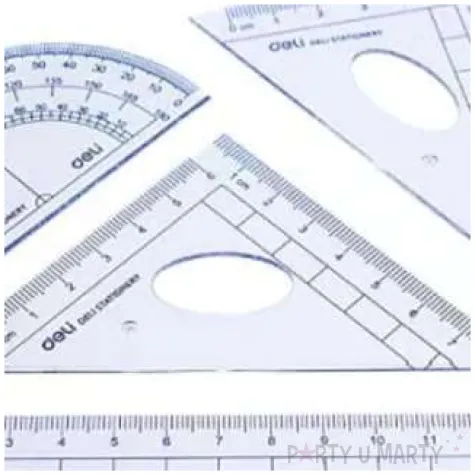 przybory geometryczne classic 4 elementy z linijka 15 cm transparent z granatem deli