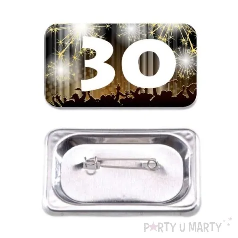 przypinka 30 urodziny prostokatna kolor mix 38x58 mm