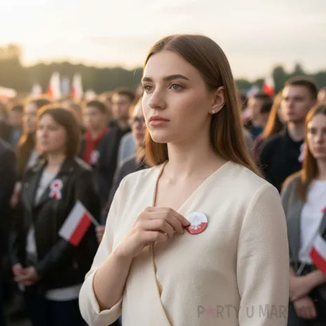 przypinka godlo polski okragla bialo czerwona 56 mm