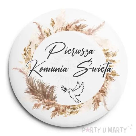 przypinka komunia swieta boho okragla 56 mm