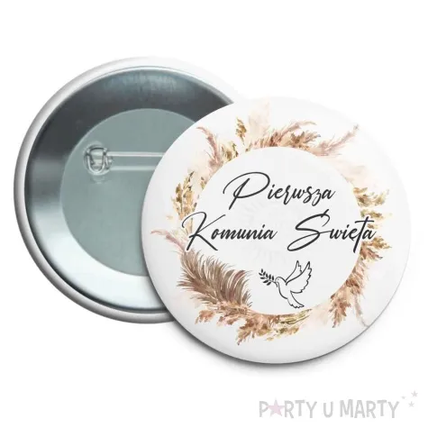 przypinka komunia swieta boho okragla 56 mm
