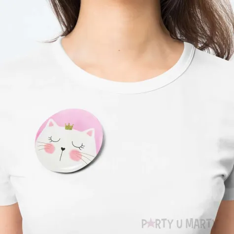 przypinka kotek z korona rozowy godan 10 cm