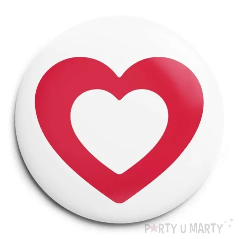przypinka serce ko okragla bialo czerwona 56 mm