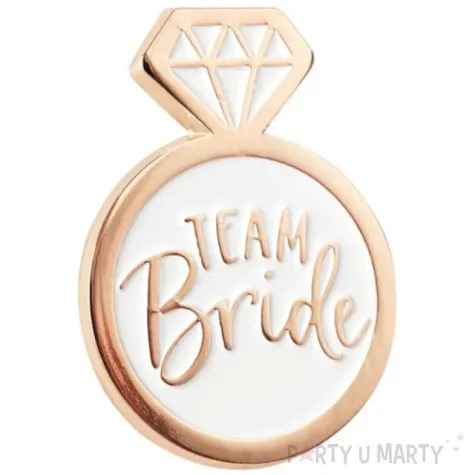 przypinka team bride rozowa zlota partypal 2 5 x 3 5 cm 1 szt