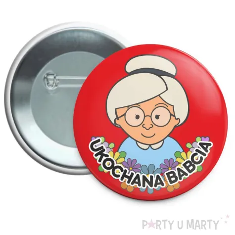 przypinka ukochana babcia okragla 56 mm