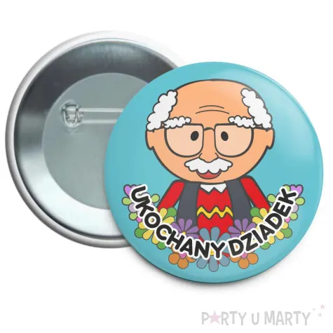 przypinka ukochany dziadek okragla 56 mm