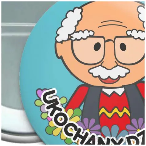 przypinka ukochany dziadek okragla 56 mm