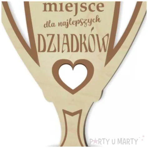 puchar 1 miejsce dla dziadkow drewniany 92 x 135 mm